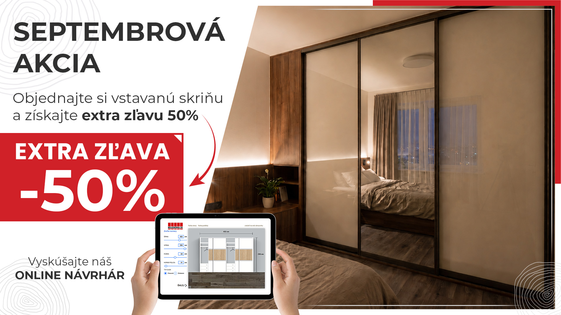 Akcia -50% na vstavané skrine do konca septembra